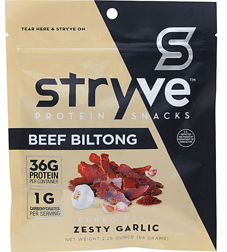 Stryve Protein Snacks Gourmet Beef Biltong Zesty Garlic -- 2.25 oz