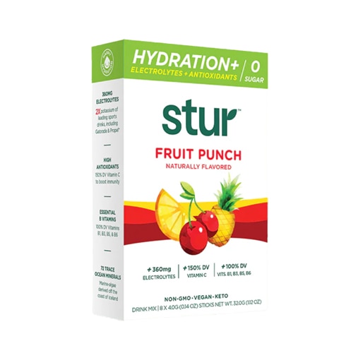 Stur Hydration+ Electrolyte Drink Mix Fruit Punch -- 1.12 oz Each / Pack of  8 - Vitacost