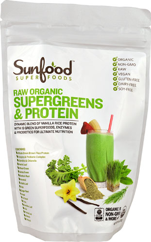 SunFood Raw Organic Supergreens &amp; Protein -- 8 oz