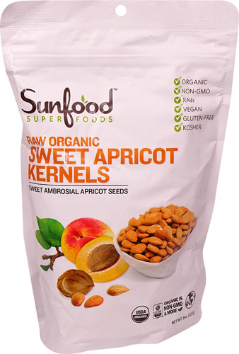 SunFood Raw Organic Sweet Apricot Kernels -- 8 oz