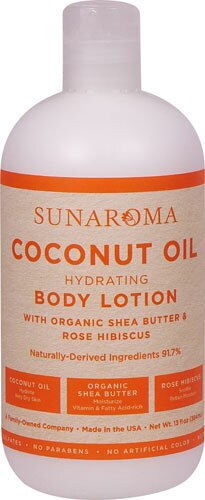 Sunaroma Body Lotion Hydrating Coconut Oil with Shea Butter &amp; Rose Hibiscus -- 13 fl oz