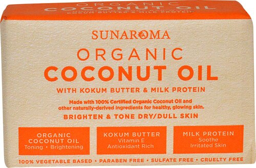 Sunaroma Organic Coconut Oil Body Bar Brighten &amp; Tone Dry Dull Skin -- 8 oz