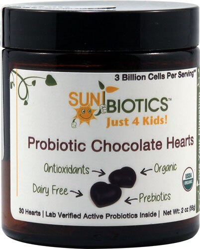 Sunbiotics Just 4 Kids! Probiotic Chocolate Hearts -- 3 billion cells - 30 Hearts