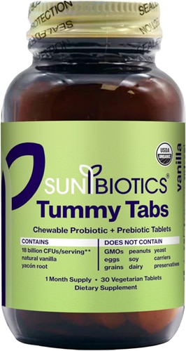 Sunbiotics Potent Probiotics with Organic Yacon Root Prebiotics -- 18 billion cells - 30 Vegetarian Tablets