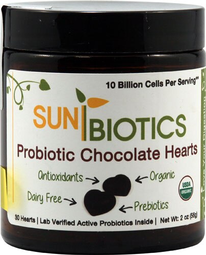Sunbiotics Probiotic Chocolate Hearts -- 10 billion cells - 30 Hearts