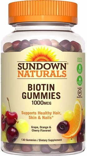Sundown Naturals Biotin Gummies Grape Orange Cherry