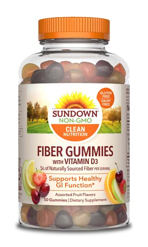 Sundown Naturals Fiber with Vitamin D3 Assorted Fruit -- 50 Gummies