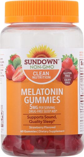 Sundown Naturals Melatonin Gummies Strawberry -- 5 mg - 60 Gummies