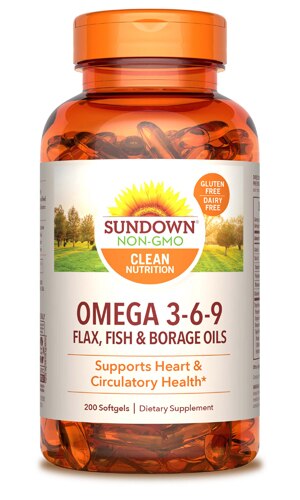 Sundown Naturals Triple Omega 3-6-9 VALUE SIZE -- 200 Softgels