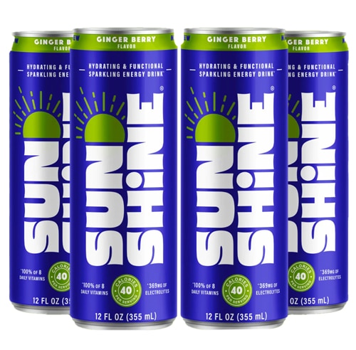 Sunshine Beverages Sparkling Energy Drink Ginger Berry