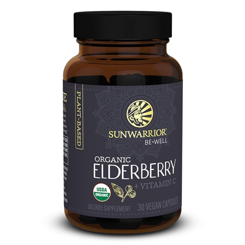 Sunwarrior Be Well Organic Elderberry + Vitamin C -- 30 Vegan Capsules