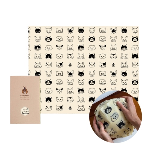 Superbee Reusable Beeswax Bread Wrap XXL Cats