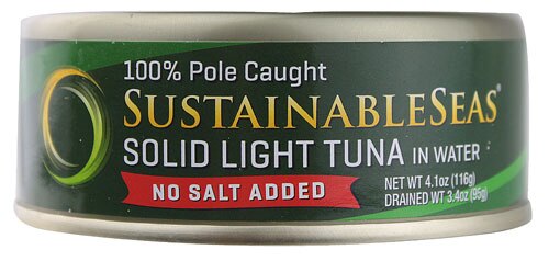 Sustainable Seas Solid Light Tuna in Water No Salt Added -- 4.1 oz