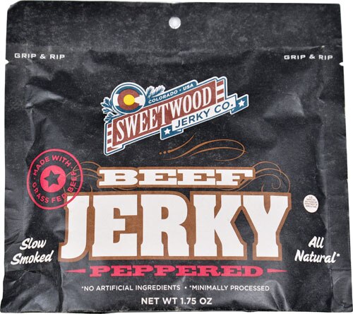 Sweetwood Beef Jerky Grass Fed Gluten Free Peppered -- 1.75 oz