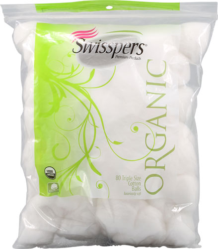 Swisspers Organic Triple Size Cotton Balls -- 80 Balls