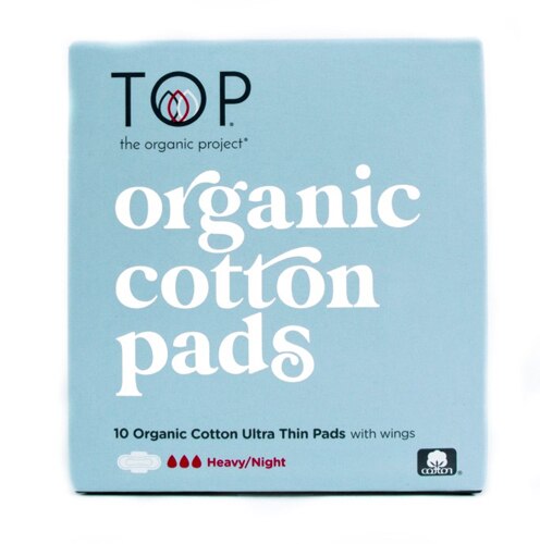 TOP Organic Cotton Ultra Thin Pads with Wings Night