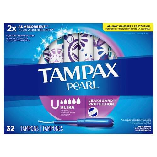 Tampax Pearl Ultra Unscented Tampons -- 32 Pack