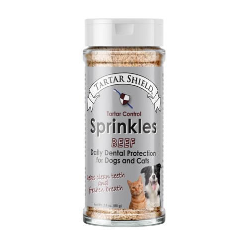 Tartar Shield Sprinkles Tartar Control Dental Dog Cat Food Topper with Human Grade Beef 2.8 oz