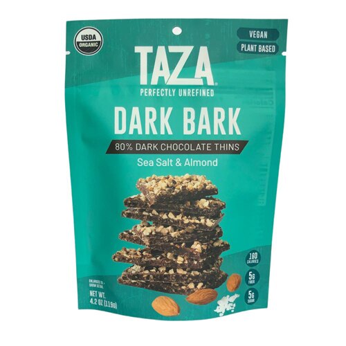 Taza Chocolate Dark Bark Chocolate Snacking Thins Sea Salt & Almond -- 4.2 oz
