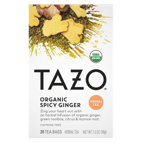 Tazo Organic Spicy Ginger Herbal Infusion Caffeine Free Tea -- 12 Tea Bags