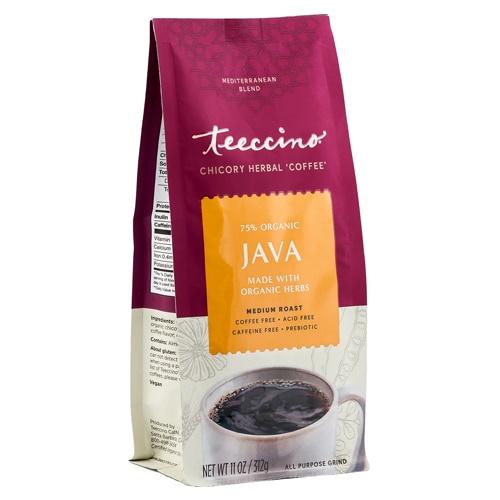 Teeccino Chicory Herbal Coffee Caffeine Free Java Medium Roast -- 11 oz