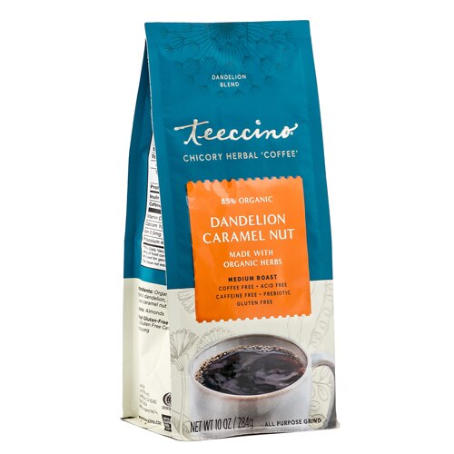 Teeccino Dandelion Chicory Herbal Coffee Medium Roast Caramel Nut -- 10 oz