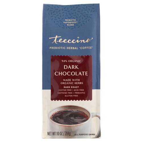 Teeccino Herbal Coffee Dark Chocolate Prebiotic Superboost -- 10 oz
