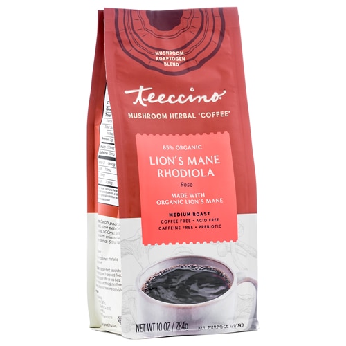 Teeccino Lion's Mane Rhodiola Herbal Coffee -- 10 oz