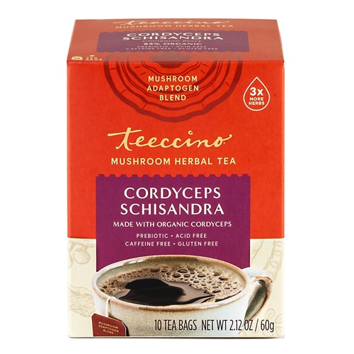 Teeccino Mushroom Herbal Tea Cordyceps Schisandra Cinnamon Berry