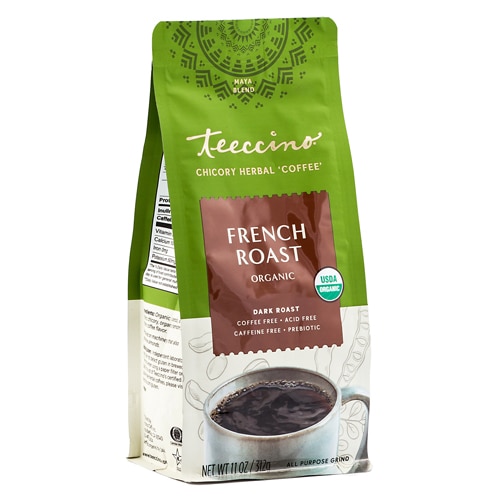 Teeccino Organic Chicory Herbal Coffee Alternative Caffeine Free French Dark Roast