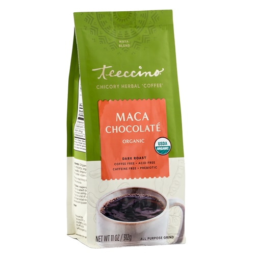Teeccino Organic Herbal Coffee Alternative Caffeine Free Chocolate Dark Roastw/Maca -- 11 oz