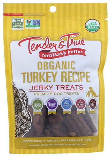 Tender & True Organic Jerky Treat for Dogs Turkey -- 4 oz