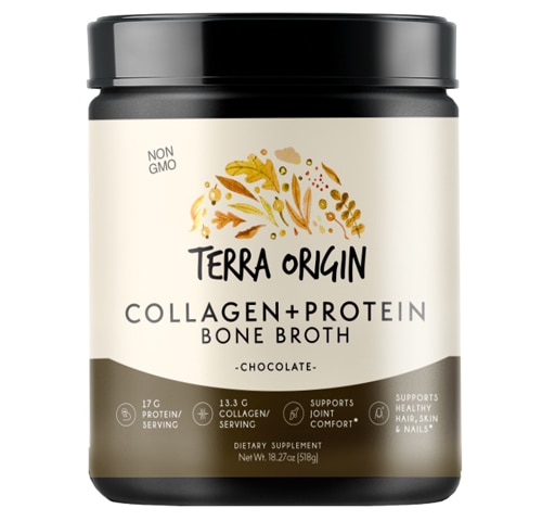 Terra Origin Bone Broth Protein Powder Chocolate -- 18.9 oz