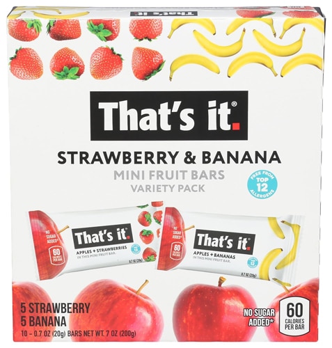 That's It Mini Fruit Bars Gluten Free Variety Pack Strawberry & Banana