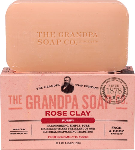 The Grandpa Soap Co Face and Body Bar Soap Rose Clay Purify -- 4.25 oz