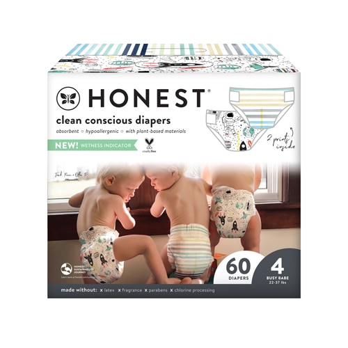 The Honest Company Club Box Diapers Size 4 Space Travel - Classic Stripes -- 60 Diapers