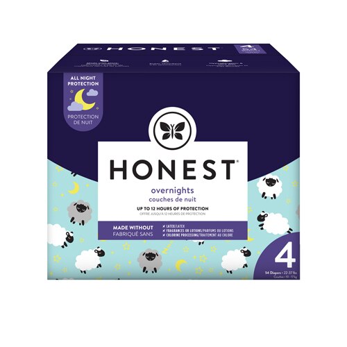 The Honest Company Club Box Overnight Diapers Size 4 Sleepy Sheep -- 54 Diapers
