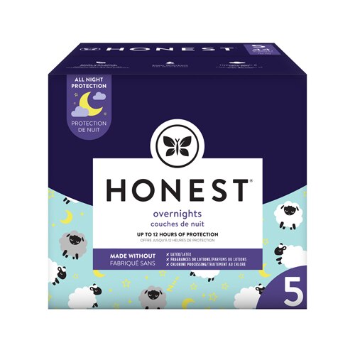 The Honest Company Club Box Overnight Diapers Size 5 Sleepy Sheep -- 44 Diapers