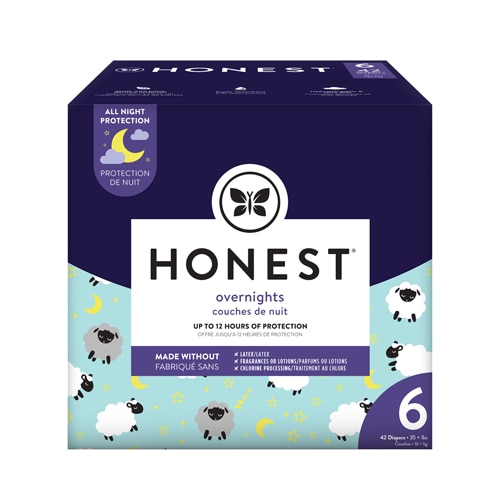 The Honest Company Club Box Overnight Diapers Size 6 Sleepy Sheep -- 42 Diapers