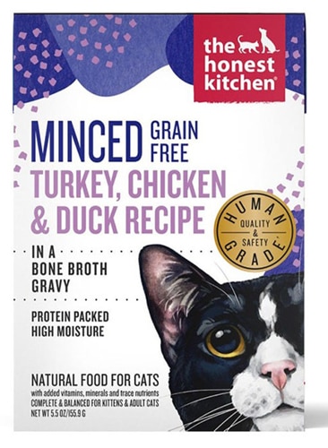 The Honest Kitchen Wet Cat Food Grain Free Minced Turkey Chicken & Duck in Bone Broth Gravy