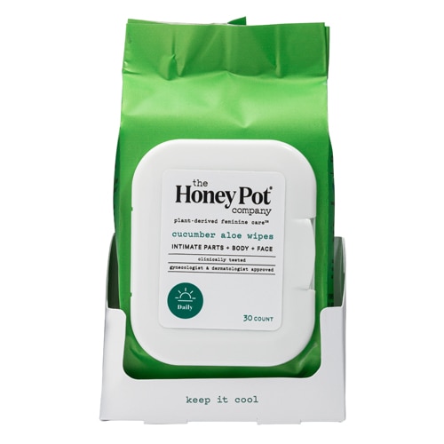 The Honey Pot Cucumber Aloe Intimate Wipes -- 30 Wipes