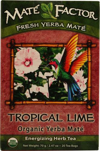 The Mate Factor Organic Yerba Mate Hibiscusl Lime -- 20 Tea Bags