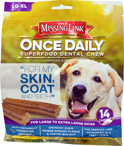 The Missing Link Once Daily™ Superfood Dental Chew Skin Coat &amp; Teeth LG-XL Dogs -- 14 Chews