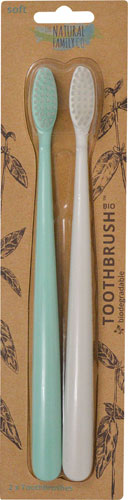 The Natural Family Co Bio Toothbrush Twin Pack Soft Bristles Ivory Desert &amp; River Mint -- 2 Toothbrushes