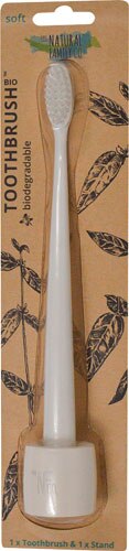 The Natural Family Co Bio Toothbrush and Stand Soft Bristles Ivory Desert -- 1 Toothbrush