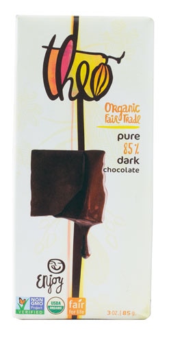 Theo Chocolate Organic 85% Dark Chocolate Bar Unflavored -- 3 oz