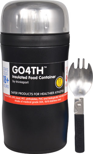 Thinksport Thinksport - Insulated food container with spork - Coated Black -- 17 oz