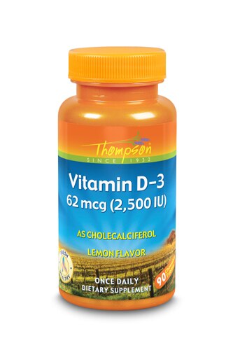 Thompson Vitamin D-3 Lemon -- 2500 IU - 90 Chewables