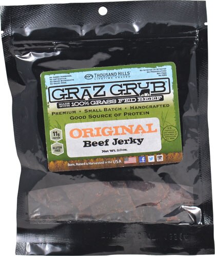 Thousand Hills Graz Grub Grass Fed Beef Jerkey Gluten Free Original -- 2 oz