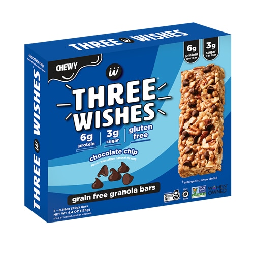 Three Wishes Grain Free Granola Bars Chocolate Chip